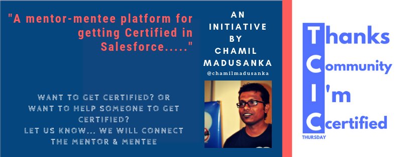 TCICThursday's tweet photo. WANT TO GET CERTIFIED? OR
WANT TO HELP SOMEONE TO GET CERTIFIED?
LET US KNOW... WE WILL CONNECT THE MENTOR &amp; MENTEE #TCICThursday, "A mentor-mentee platform for getting Certified in Salesforce....." An initiative by @chamilmadusanka https://t.co/DJLEEdLppN