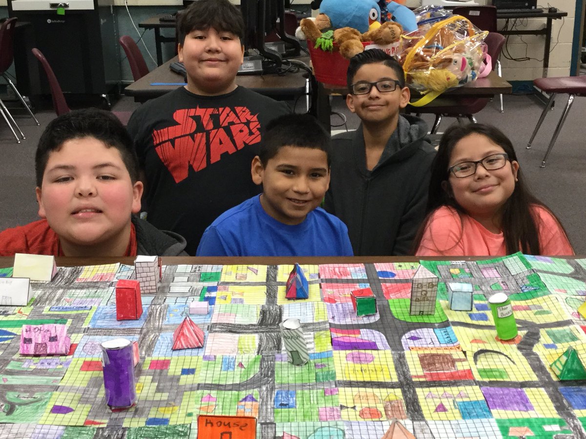 Linton_Library's tweet photo. My enrichment 4th class built a Geometrocity or a city made of math. Awesome job! #NISDlinton https://t.co/w7SJsUR3TG