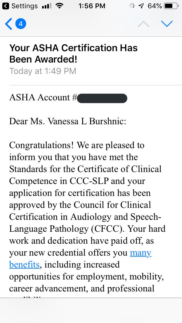 vlbursh's tweet photo. This #PhDtobe is now a certified speech-language pathologist! Feeling empowered! #CCCSLP #NextUpPhD https://t.co/RzPpvgnV7w