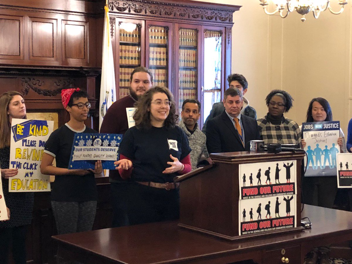 BTU66's tweet photo. #FundOurFuture kick-off event at the State House happening now! The coalition of students, educators, parents and community allies are sharing the need for investments for PreK through higher ed. BTU is proud to be a coalition partner! #BTUProud #StudentsDeserve https://t.co/68bwlGeknF