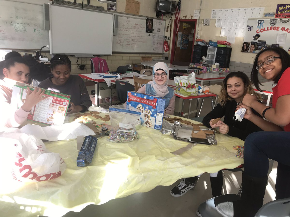 teachsummath's tweet photo. International club making gingerbread houses and trains at east providence high school https://t.co/dYN2WtbdoW