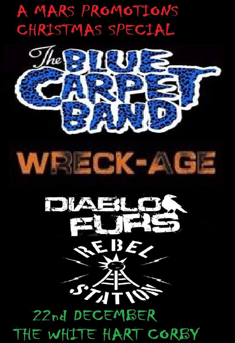This Saturday in Corby . It's a punk rock n roll party.  Pay on the door or guarantee entry with a ticket in advance . Check out MARS promotions on Facebook for ticket links.