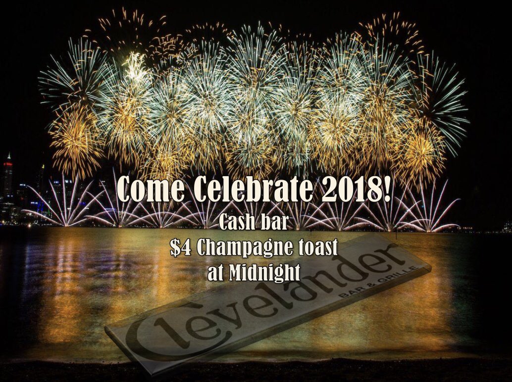 Need some plans to ring in the new year? Come to the Clevelander Bar and Grille! No ticket needed, no plans needed! Be hassle free, let us do the work for you! Cash bar and a champagne toast at midnight! #HappyNewYear #Goodbye2018 #Hello2019