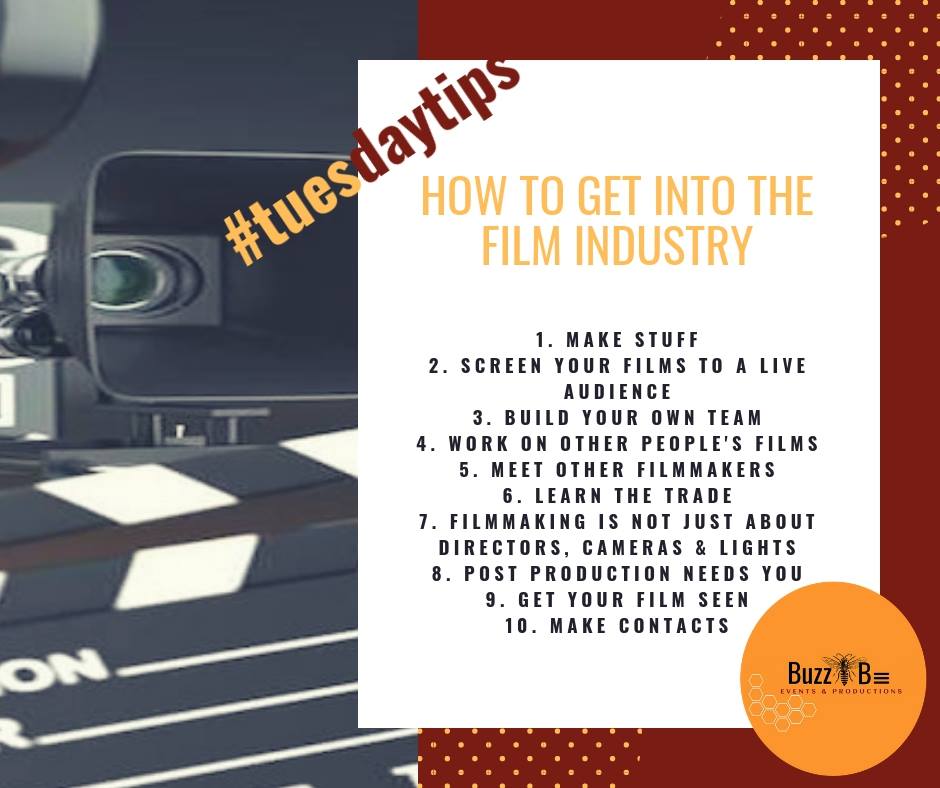 BuzzbeP's tweet photo. Ever thought of making you own movie?
Ever wondered how to get into the industy?
See our Top 10 Tips 
#tuesdaytips
#buzzbe
#indieartist
#behindthescenes
#behindthecamera https://t.co/44c7zkrXsi