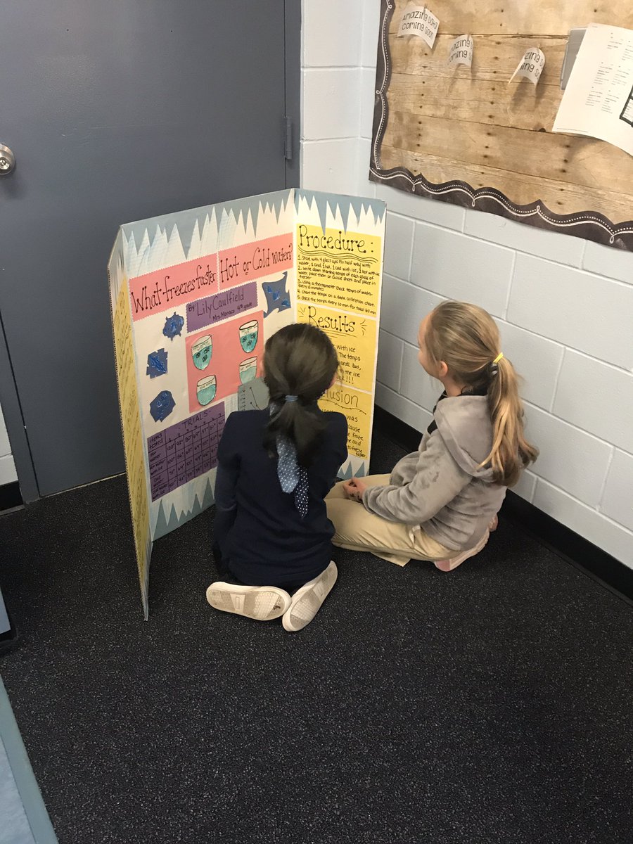 BreanneWicklein's tweet photo. Gallery walk with some STEM fair projects! #iteachfourth #iteachscience #Elementaryteacher #scientists #madaboutscience #HES https://t.co/MEUrUjMqbP