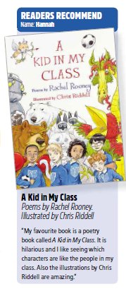 WeekJuniorLearn's tweet photo. Our #readersrecommend A Kid in my Class by @RooneyRachel and @chrisriddell50! #ukedchat #litchat #engchat #read #literacy @OtterBarryBooks @imagineinquiry @MaryMyatt @dannynic https://t.co/pNb2lwlaNT