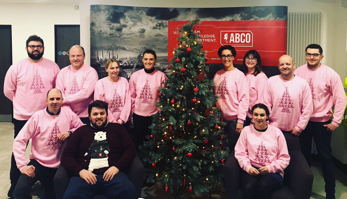 ABCODivers's tweet photo. ABCO MARINE and ABCO DIVERS staff enjoying our Christmas Jumper day, supporting https://t.co/AUw2jEr8F4 charity proudly wearing the limited edition jumper #PrettynPink #HappyPinkChristmas #BreastCancer #abcomarine #abcodivers https://t.co/CZXKCtaQVk