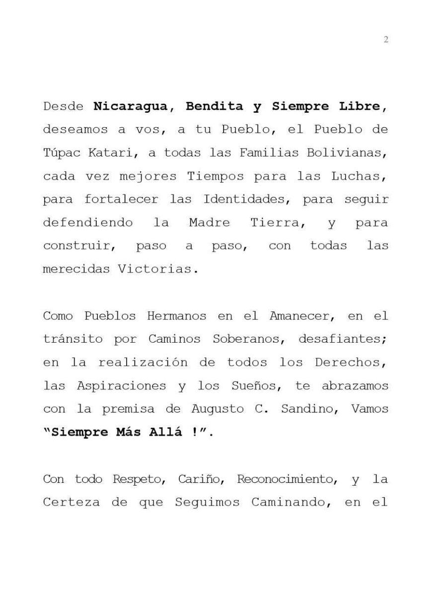 jpmasespanol's tweet photo. #JPInforma | Comandante Daniel y compañera Rosario envían mensaje a Evo Morales en celebración del 13 Aniversario de la Revolución en Bolivia

A continuación mensaje: https://t.co/9h5zrmGJx8