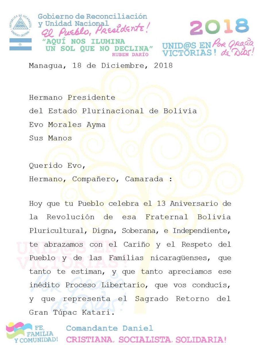 jpmasespanol's tweet photo. #JPInforma | Comandante Daniel y compañera Rosario envían mensaje a Evo Morales en celebración del 13 Aniversario de la Revolución en Bolivia

A continuación mensaje: https://t.co/9h5zrmGJx8