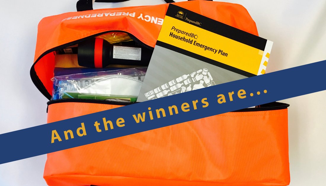 PreparedBC's tweet photo. The winners of our #PreparednessTrivia giveaway are @evarachel14 @SparrowTWW @AndreaBuono6 @1D5SOSVAMPSlove @eryncollins @EmilyJe25761208 @JHBroman @ILoveCanada83 @SteveKalugin @PhilbrookEric
Congrats & a huge thanks to those who entered. Maybe we'll do another giveaway soon! https://t.co/AHY6yzK5ws