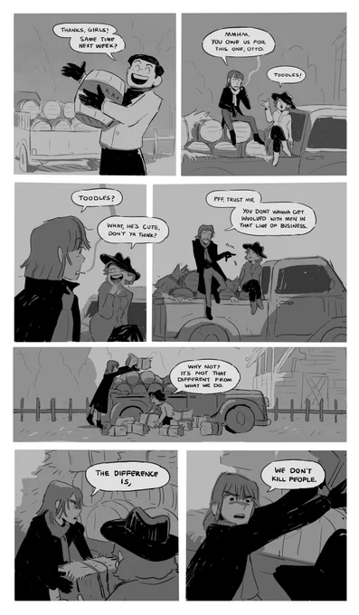 Otto (one of my gangster siblings) &amp; the bootleggers! I wanted to try making a legit comic page for once... There is sooo much to learn, but i'm really happy with how this turned out! 
