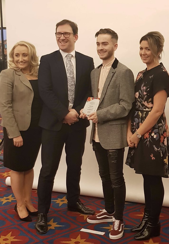 StBrigidsDerry's tweet photo. Celebrating success tonight in Belfast. Martin Breslin collecting his award for 1st place in A Level ICT. Martin received his award from Justin Edwards @ccea_info #celebratewithCCEA #CelebratingSuccess #PreparingPupilsForSuccess https://t.co/jCeyl9jQlV