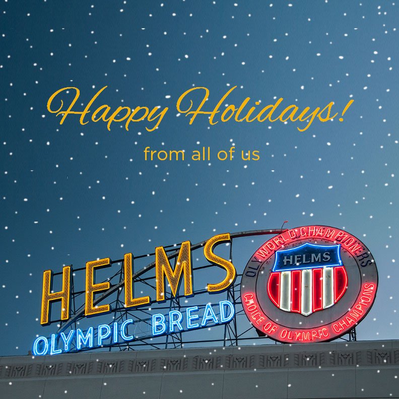 Sending you warm wishes from your friends at Helms Bakery. 

Happy 2019!