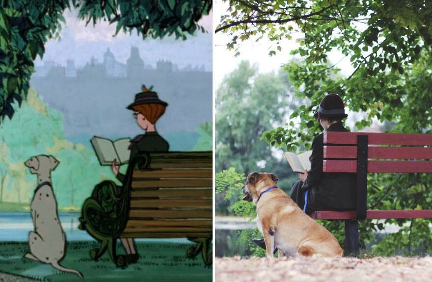 • Newly engaged couple re-create scenes from Disney’s 101 Dalmations – and it’s Perfect.