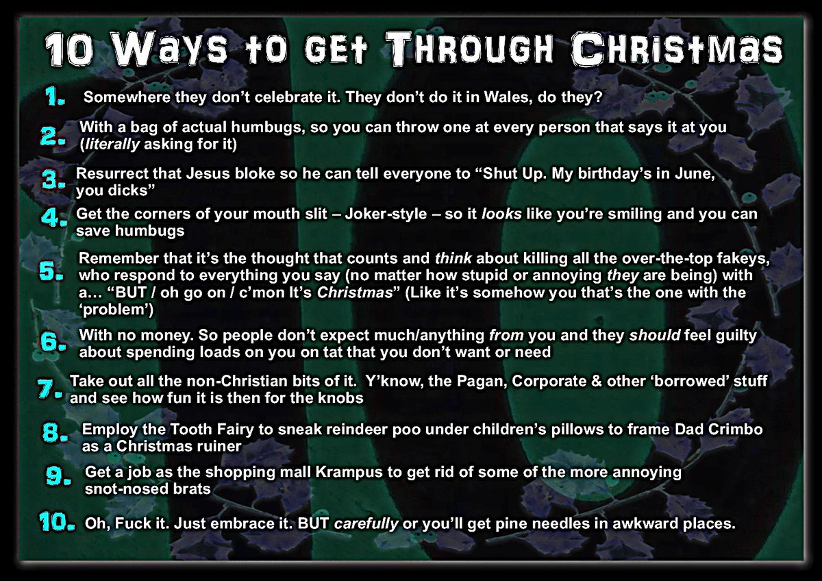 Disposable10s's tweet photo. 10 Ways to Get Through Christmas
#Christmas #DanielBeddingfield #BahHumbug https://t.co/VlU7lcuAM1