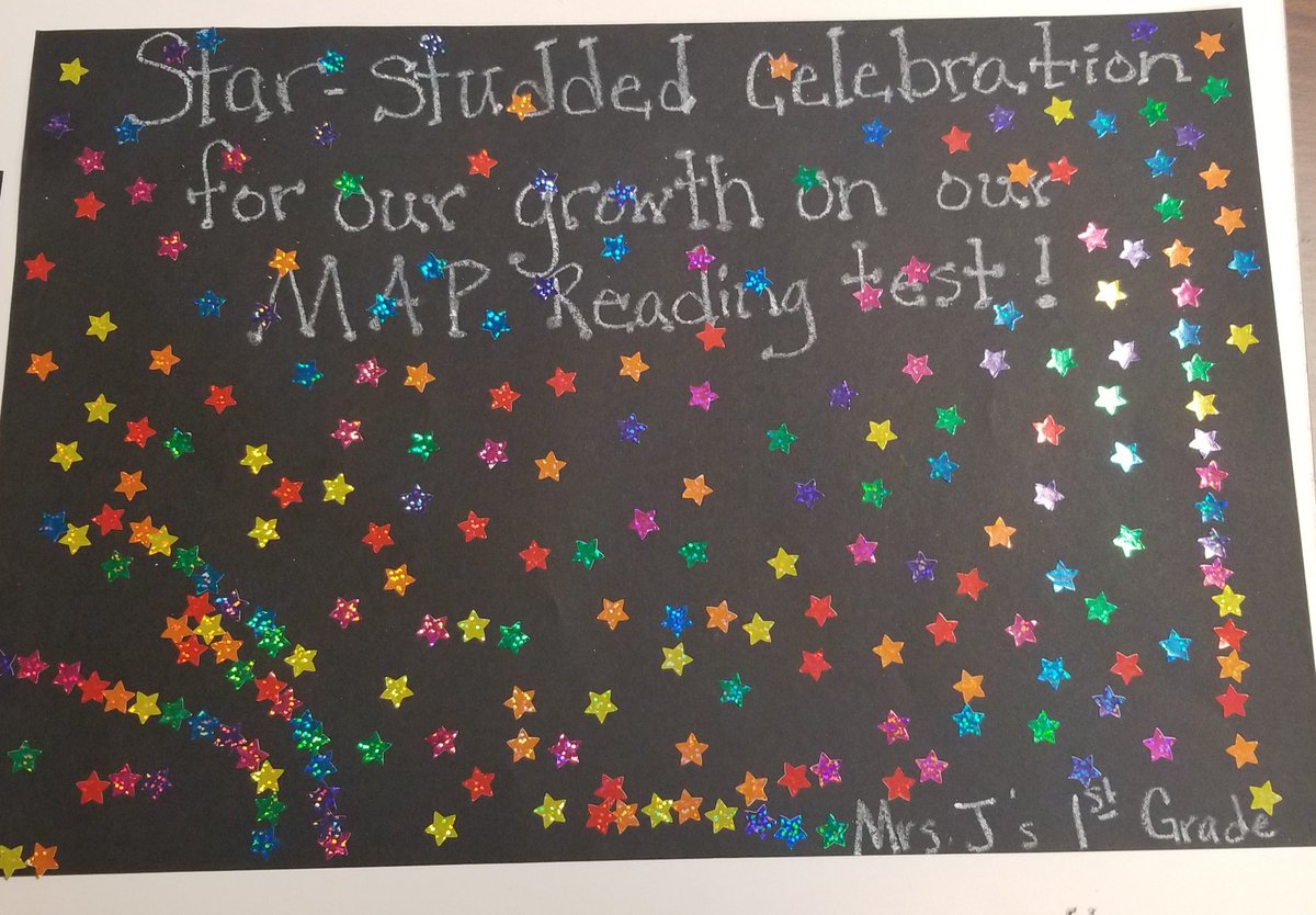 So proud of the growth and hard work these 1st graders put in this semester. We showed over 207 (stars) points of growth in reading &amp; 194 (stars) points! They couldn't wait to put their stars on our posters but the best was hearing them cheer on each other as they placed them!!!