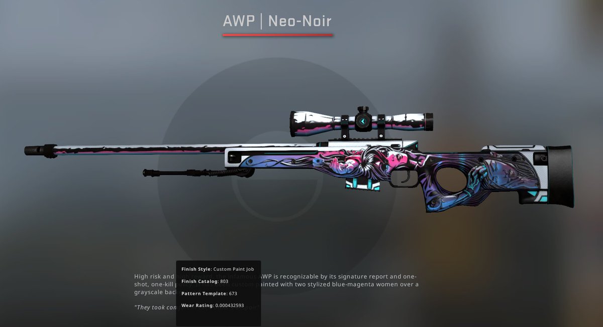 ohnePixel 在Twitter 上："I just purchased this 0.0004 Neo Noir! 🔥 This is the #1 float which unlikely to get beaten. The #2 float being only a 0.0017. Anybody wanna