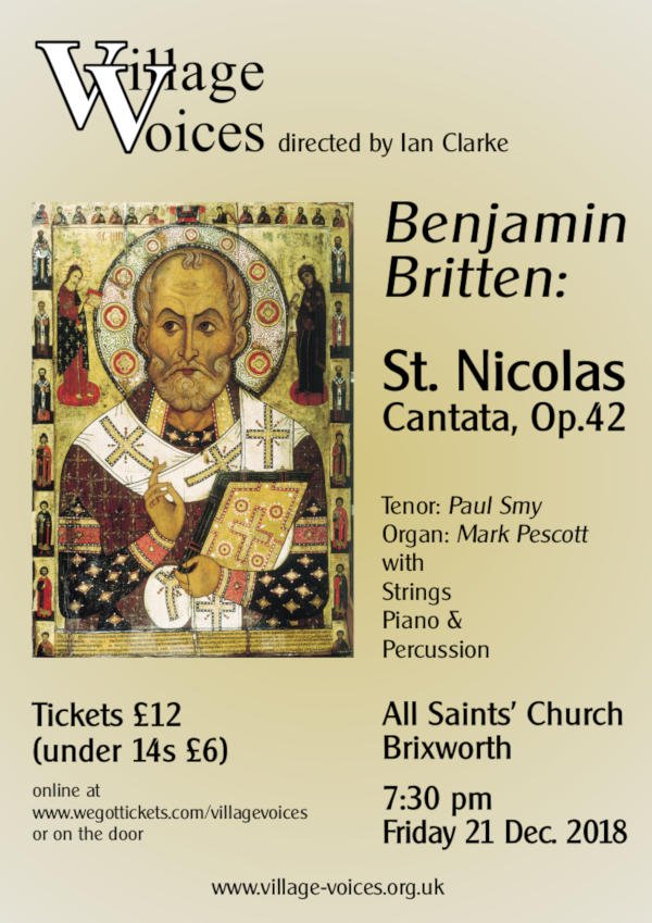 VillageVoicesV's tweet photo. We're all looking forward to Friday's performance of Britten St. Nicholas cantata in the atmospheric surroundings of All Saints' Church in Brixworth. The concert features tenor soloist Paul Smy, organist Mark Pescott, string orchestra, two pianos, and percussion - don't miss it! https://t.co/kfHvy94wMz