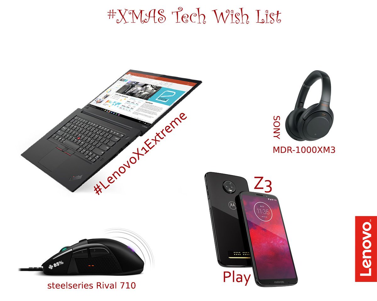 gadgetguy1020's tweet photo. Wanna see what a #LenovoChampions #SuperChamps Christmas🎄 #TechList looks like? 🎁
@lenovo asked and here is my answer 💬

Now it's your turn to show us your #Xmas tech list! 📜

@LenovoRomania #LenovoX1Extreme #Lenovo #MotorolaZ3Play #GoWithLenovo #lenovoxmaschamps @MotorolaUS https://t.co/U3gDbJWwpJ