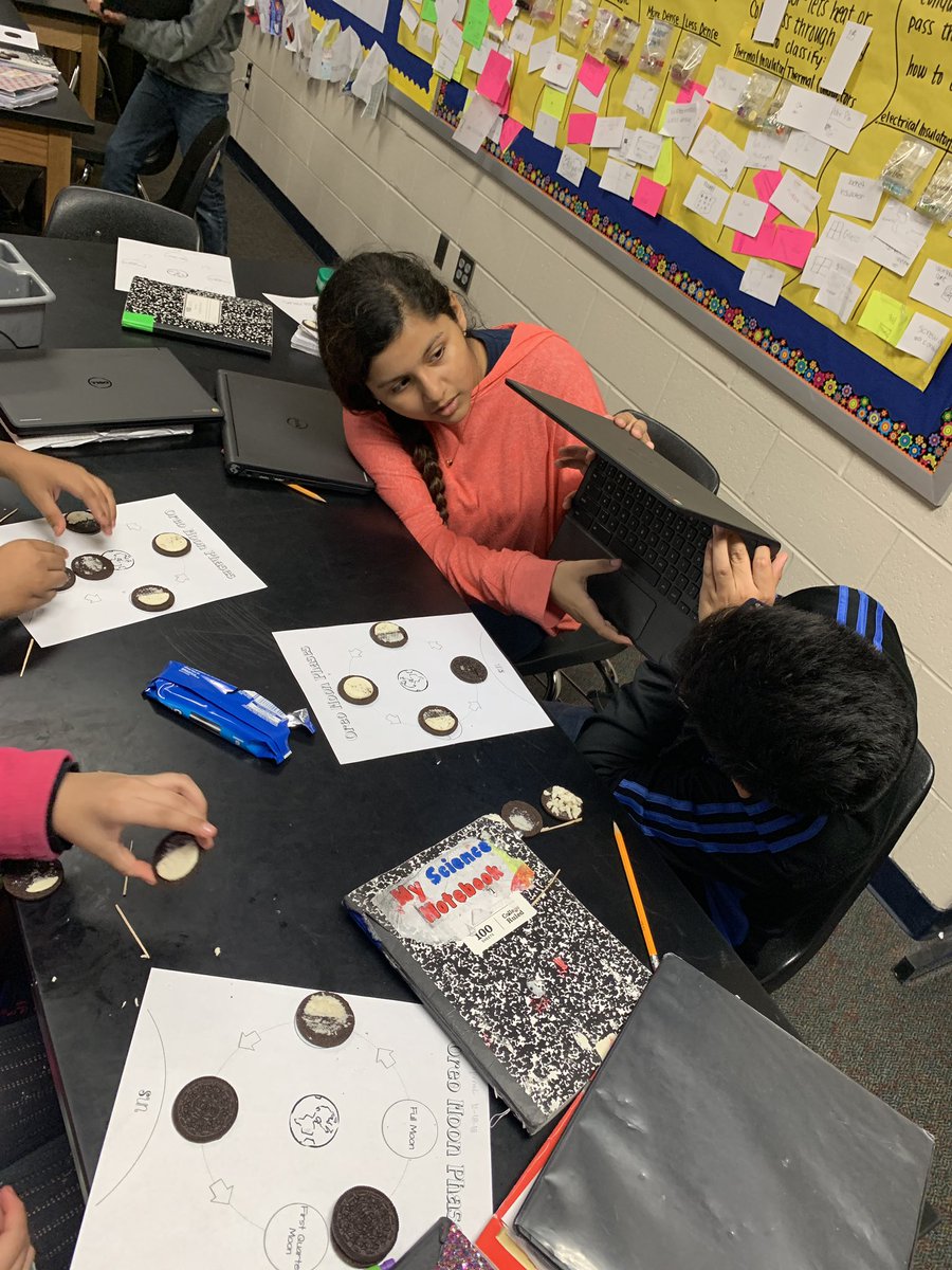 Creating moon phases with @Oreo cookies and posting to @Seesaw. What better day could we have? #bozgoal18 #onanotherlevel @bozmanbroncos