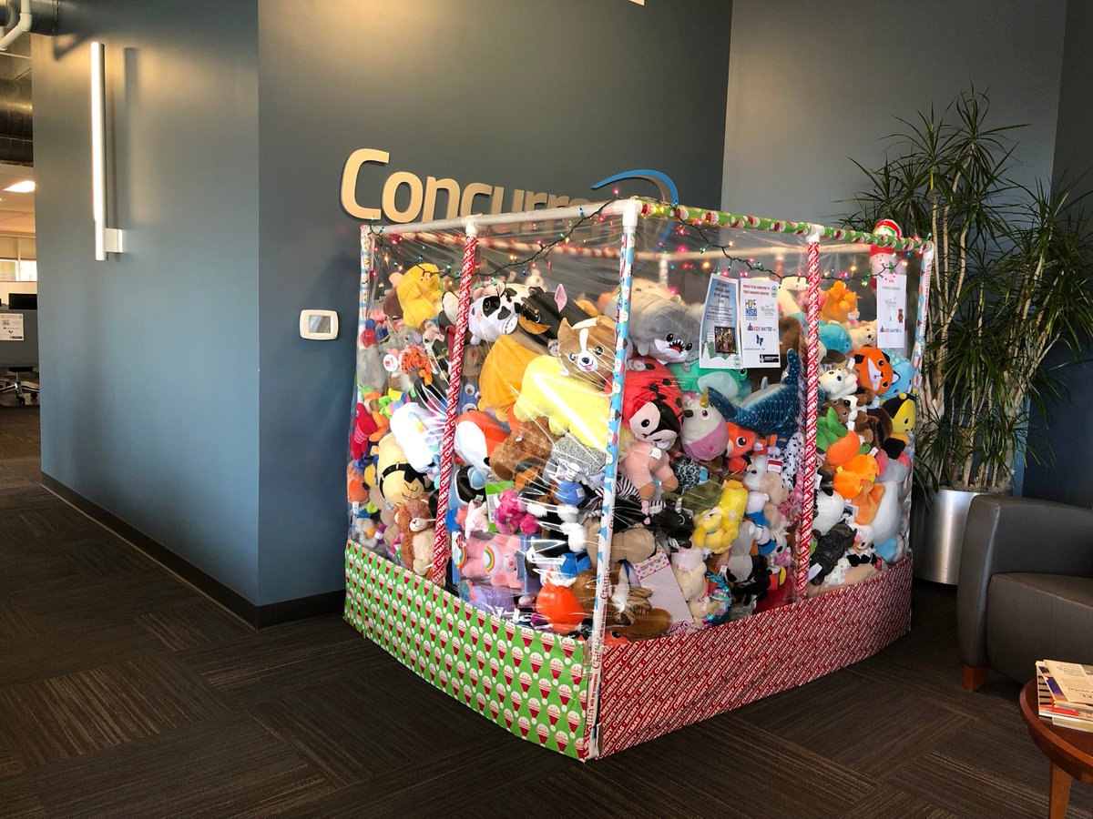 ConcurrencyInc's tweet photo. Still time to #FilltheCube! Turn in your donations by 12/21@10am to receive an entry into the "guess the # of stuffed animal" contest for every 2 animals donated. Donations to benefit @TWCWaukesha @HopeCenterWI @kidsmatterinc @ChildrenHomeAid @CompassLodge265 https://t.co/U20fFNxect