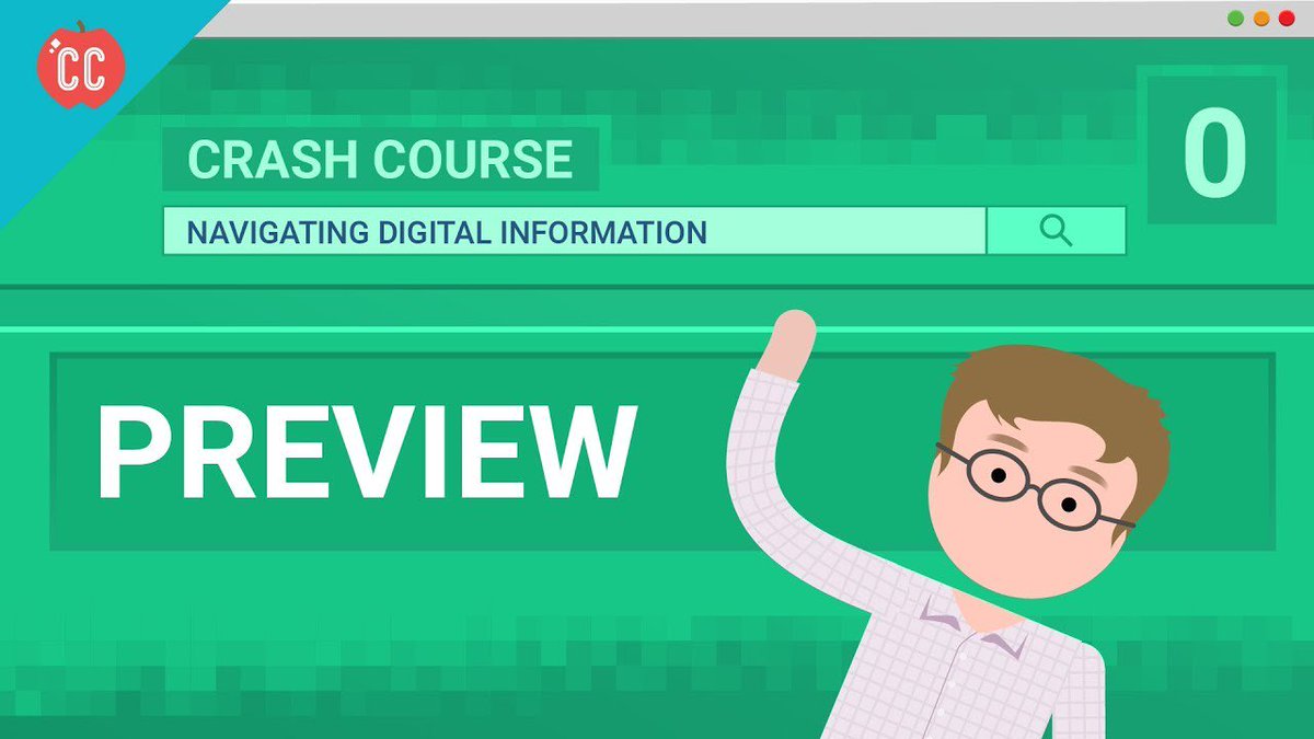 TheCrashCourse's tweet photo. Introducing Crash Course Navigating Digital Information! Hosted by @johngreen and created in partnership with @MediaWise, #GoogleforGood, and @SHEG_Stanford, this series will tackle how to be smart consumers of information online. https://t.co/CLwXWlWxWs https://t.co/z6QgSucIsV