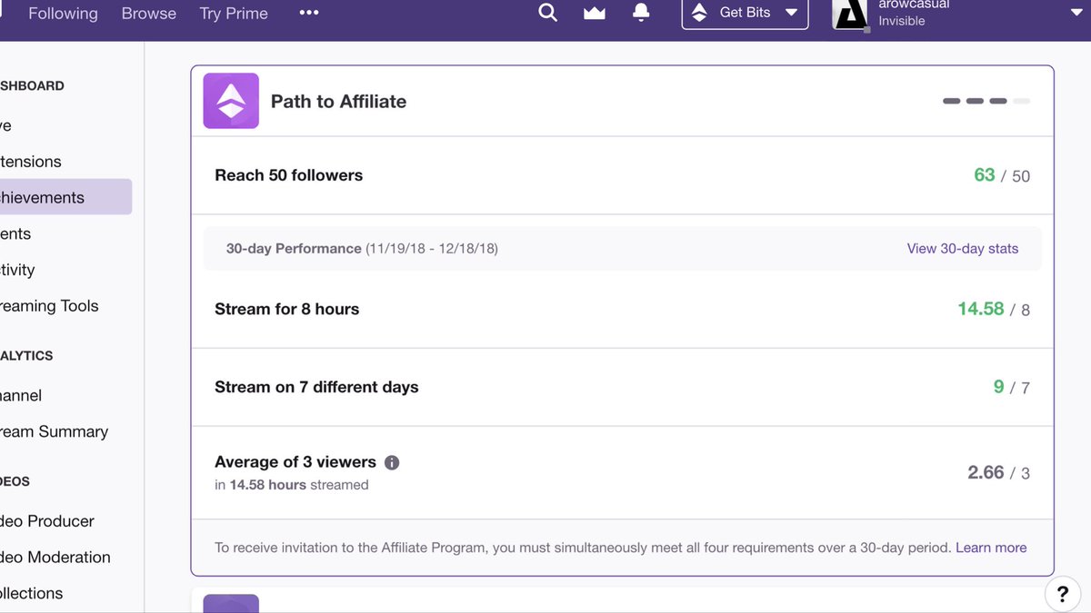 Arowcasual's tweet photo. You guys listen, I’m super close to affiliate and so I’m going to stream tonight so let’s get me there, if you don’t I will scream #RoadToAffiliate @TeamPhoenixLLC #TeamArow @share_stream @Twitch_RT @TwitchPrime https://t.co/pdlGI8YHUZ