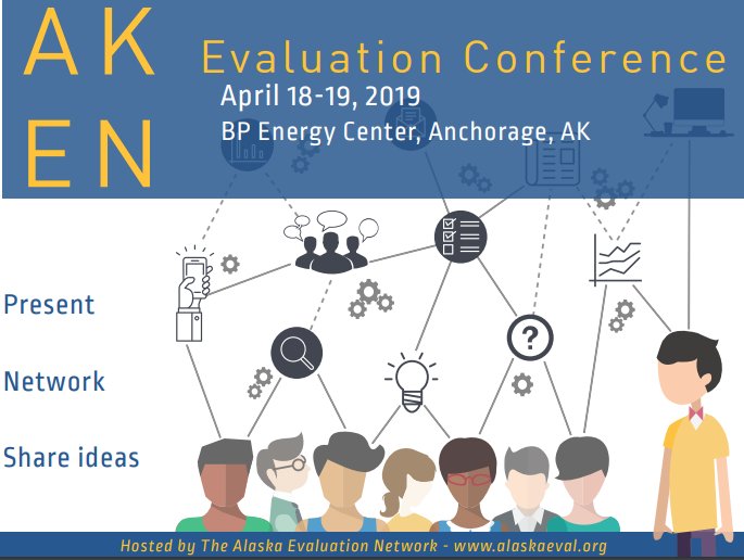 Call for Proposals: We are looking for Alaska-based professional evaluators, researchers, and students to submit proposals by January 20, 2019 at 8pm AKDT for the 2019 Alaska Evaluation Conference hosted in Anchorage April 18-19 by @AKEvalNetwork (AKEN): uaa.co1.qualtrics.com/jfe/form/SV_6z…