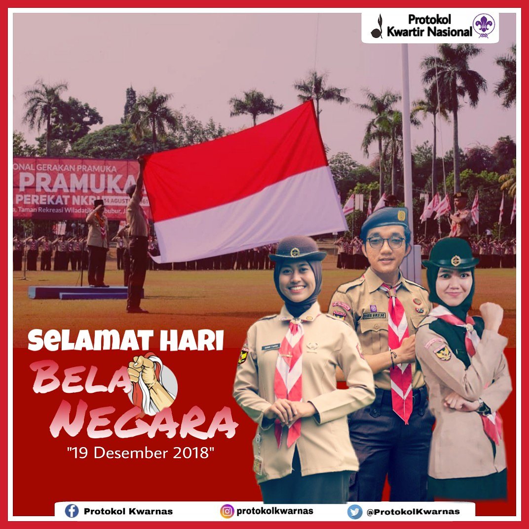 ProtokolKwarnas's tweet photo. Selamat Hari Bela Negara Tahun 2018 jadikan momen ini menjadi perekat persatuan dan kesatuan antar warga negara Indonesia dalam membela dan menjaga keutuhan Bangsa Dan Negara, Pramuka Perekat NKRI, Pembentuk Karakter kaum muda #gerakanpramuka #protokolprammuka #belanegara https://t.co/nsGxJngYaS