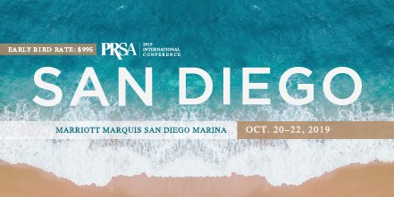 LuvExercise's tweet image. #PRpros: Take advantage of the lowest registration price – only $995 -- that will ever be offered for @PRSA 2019 International Conference, to be held Oct. 20-22 in San Diego at the Marriott Marquis San Diego Marina Hotel. Details here: bit.ly/prsaicon19