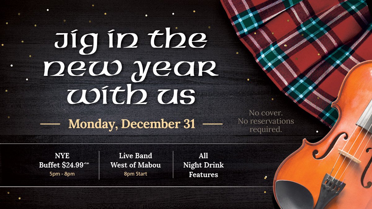 Who's ready to get their jig on? <a href="/westofmabou/">West of Mabou</a> will be here! #NYE2018