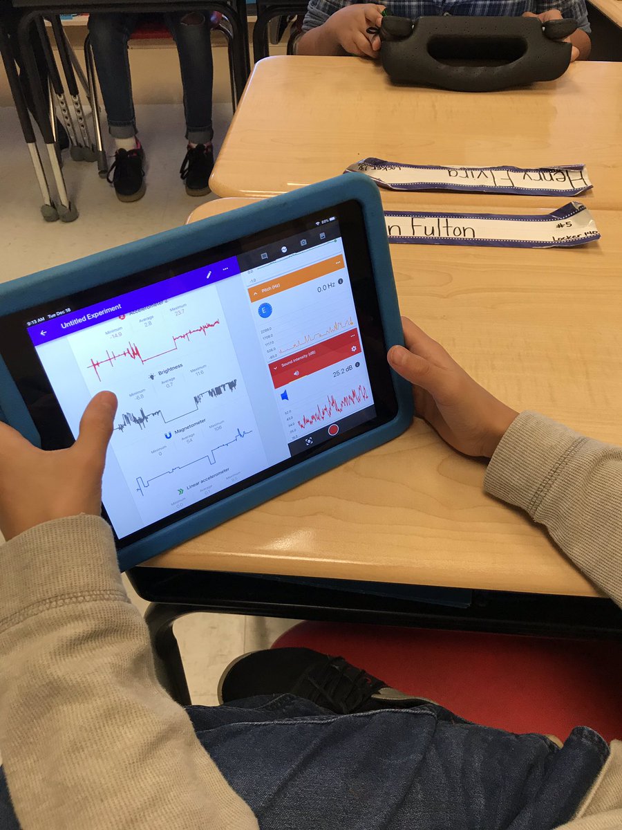 lmwharton's tweet photo. Using Google Science Journal to send a secret message using what we learned about transfer of energy! #pbe #WCPSMD @PangbornES https://t.co/uC1dwJnYCd