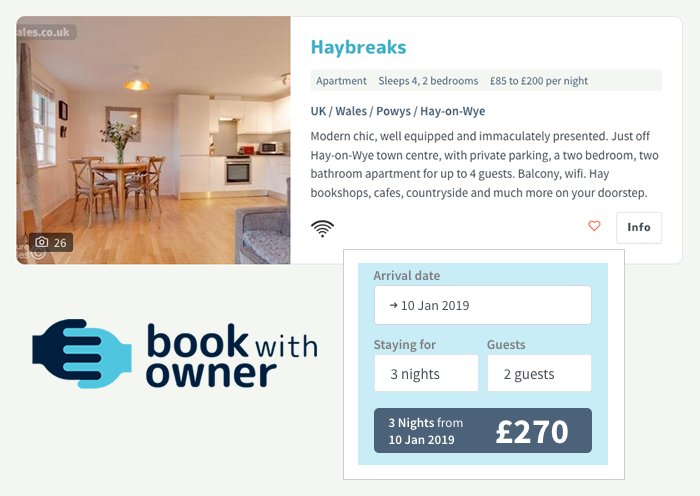 OwnerBook's tweet image. Simple price checker - a useful extension to the enquiry form. Finds prices for selected dates, and your enquiry includes the quote details. Great for helping you close sales, the direct way. See it in action at Haybreaks bookwithowner.com/accommodation.… #BookDirect