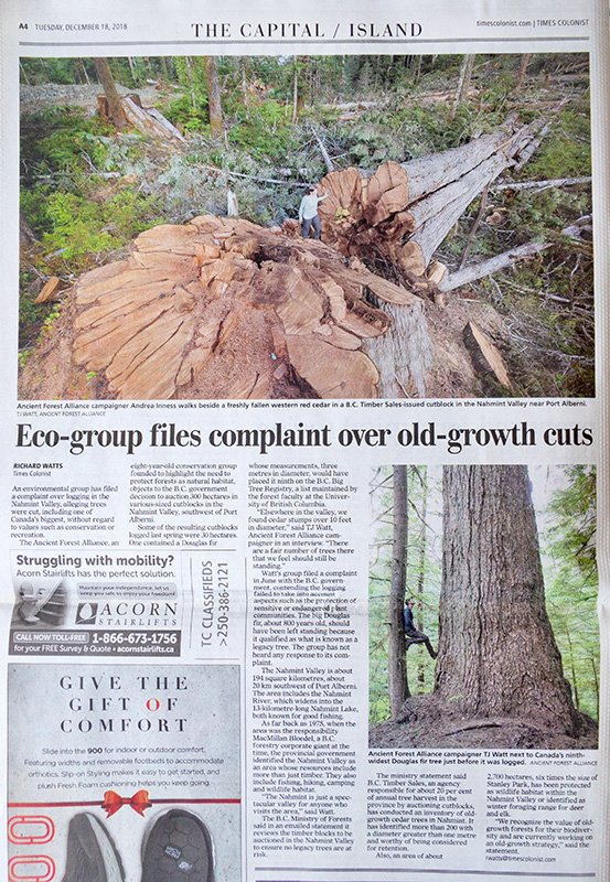 TJWattPhoto's tweet photo. Full-page coverage on the #Nahmint Valley in today's @timescolonist! Read the article here: https://t.co/g6XZzzGXXs https://t.co/LK9KHdqVvK