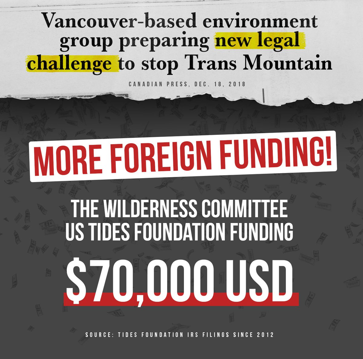 Another organization fighting Canadian resource development caught receiving foreign funding. Anyone else noticing a trend here? Full credit to <a href="/FairQuestions/">Vivian Krause</a> for her work exposing these groups.