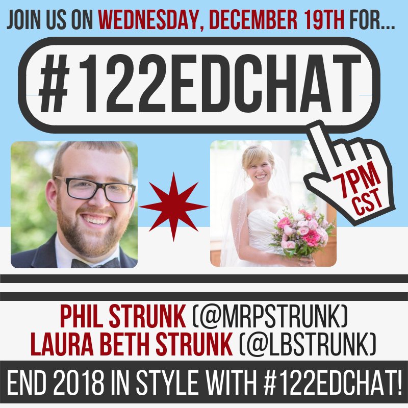 _on11's tweet image. Get ready for a nite of AMAZING conversation w/#122edchat &amp;amp; our hosts: @MrPStrunk &amp;amp; @LBStrunk! 26 short hours away. Qs: bit.ly/122edchat121918. @ScottLewisITC @daveschmittou @saschnit @polonerd @tracyscottkelly @dbc_inc #champforkids #fcpslearn #teachermyth #waledchat #shiftthis