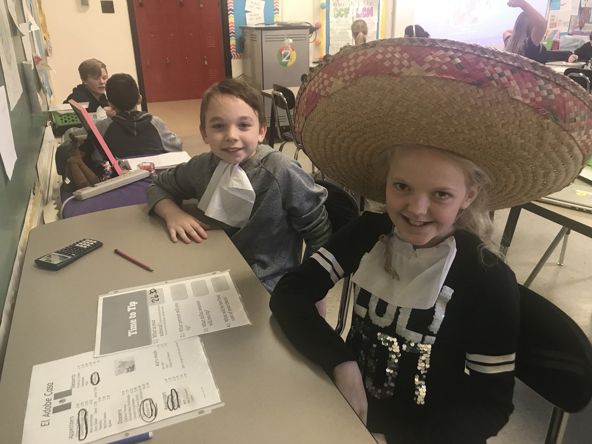 bohrmannfms's tweet photo. Hola! Today we dined at El Adobe Casa where we practiced tipping our waiters. Thank you @BluemelSeno for the sombrero #percents https://t.co/XunxBLdIj9