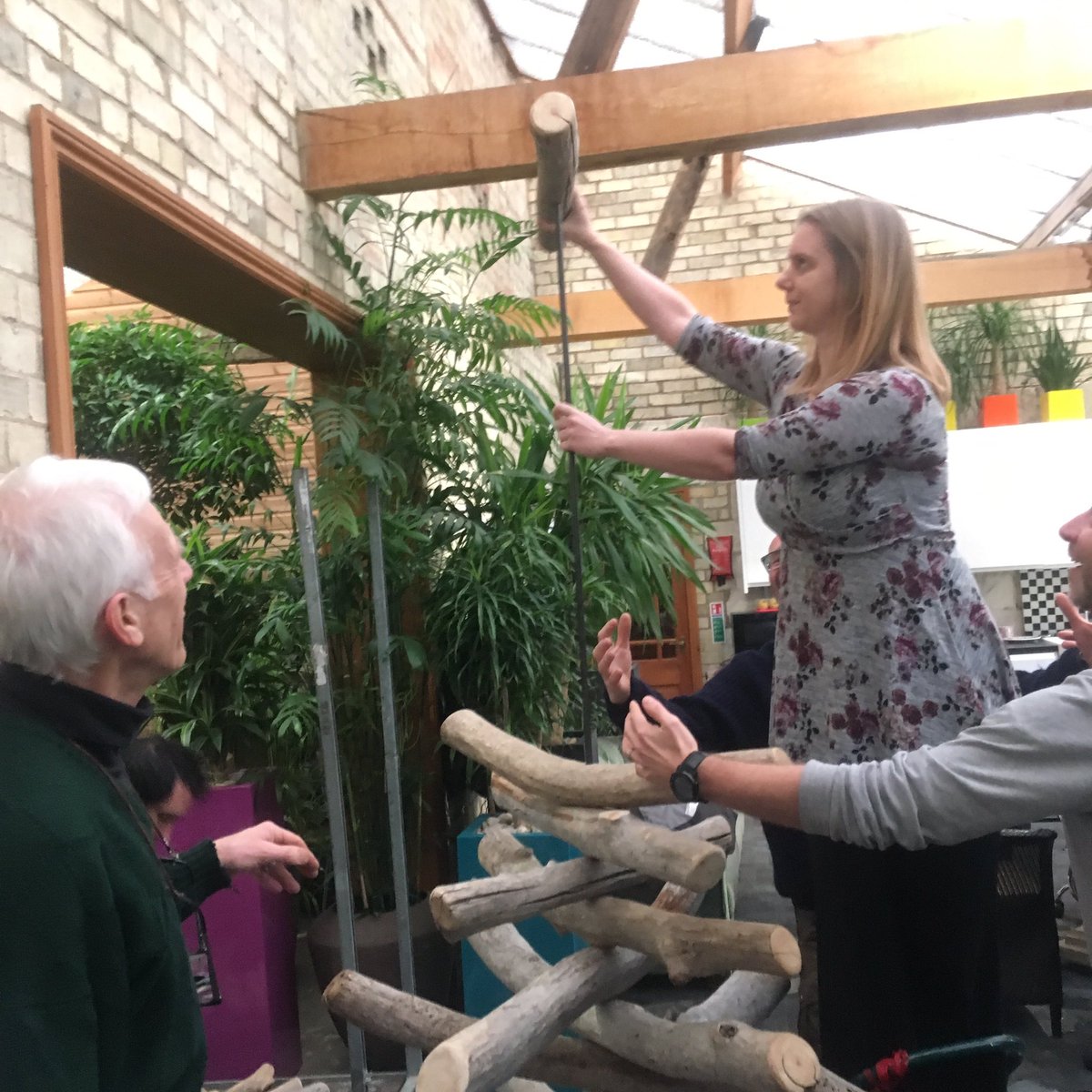 CambridgePlants's tweet photo. Our joint Christmas team event with our charity partner @Headway_Cambs - bonding over construction of our alternative Christmas Tree https://t.co/f1UvKDfOZ0