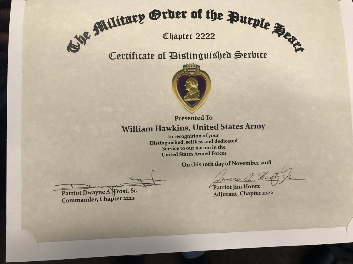 PIOMarkBrady's tweet photo. The Military Order of the Purple Heart @MOPH_HQ awarded @USArmy Sgt Retired/PGFD Fire Chiefs Aide Bill “Hawk” Hawkins in recognition of his distinguished, dedicated &amp; selfless service to our Nation in United States Armed Forces and for his many acts of acts of civilian service https://t.co/VJpdn7vCim