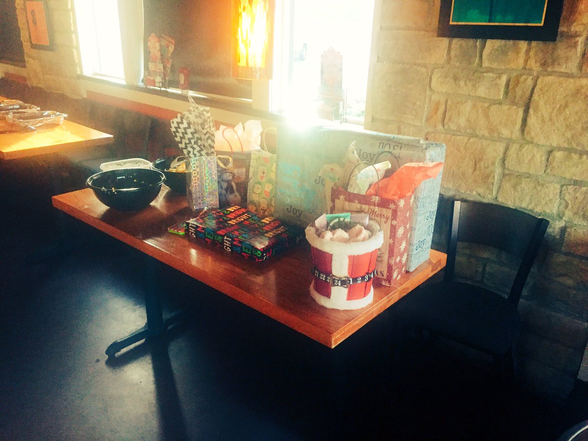 MaggianosMC's tweet photo. Cupcakes, presents, ham and a sleepy penguin makes for a pretty awesome holiday party at @Chilis #FtApache! #chilislove #chadtag #playrestaurant @train3rgirl @TheChad_Chilis https://t.co/GRPub32gf5