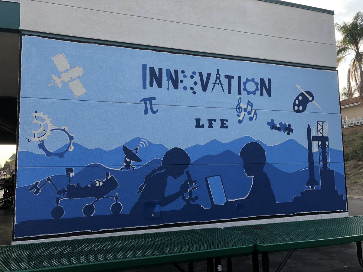 LFEDolphins's tweet photo. Some students helped paint a new mural today. We can’t wait to see it finished. #svinnovates #lfefamily #lfedolphins #svusdshines #lfeinnovates https://t.co/C0xvYQY5hQ