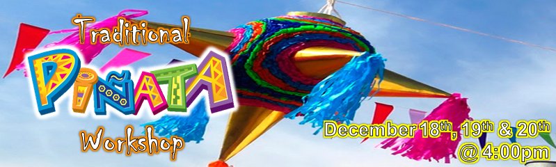 Traditional Piñata Workshop on Wed Dec. 19, 4pm.  Join us! for this fun, engaging workshop-we have all the materials (clay pots, newspaper, gloss &amp; tissue paper).  Light refreshments will be served vaillibrary.com