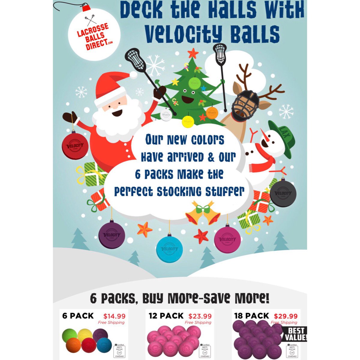 Need a last minute stocker stuffer or gift for your favorite laxer? Our new colors are here &amp; ready to ship just in time for Christmas! All colors available in 6,12,18,60&amp;120 quantities! Visit our newly redesigned website (link in bio) to order today! #whypaymore #laxballsdirect