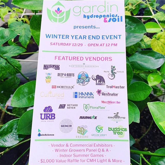 Gardin Winter Event just keeps on growing! Gardin’s biggest event of the year is right around the corner. Doors open at noon on December 29th, raffle of $1000+ in gear starts at 3pm, free to all attendees. 🌲
🌱
🌿
@oregonsonly_beastcoast #nectarfortheg… ift.tt/2PPcoB3