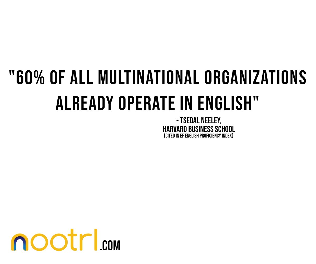 '60% Of all multinational organizations already operate in English.'
- Tsedal Neeley, @HarvardHBS 
#nootrlaccent

#English #EnglishPronunciation #publicspeaking #communication #NeutralEnglishAccent #Twitter #INFOGRAPHICS #infographic