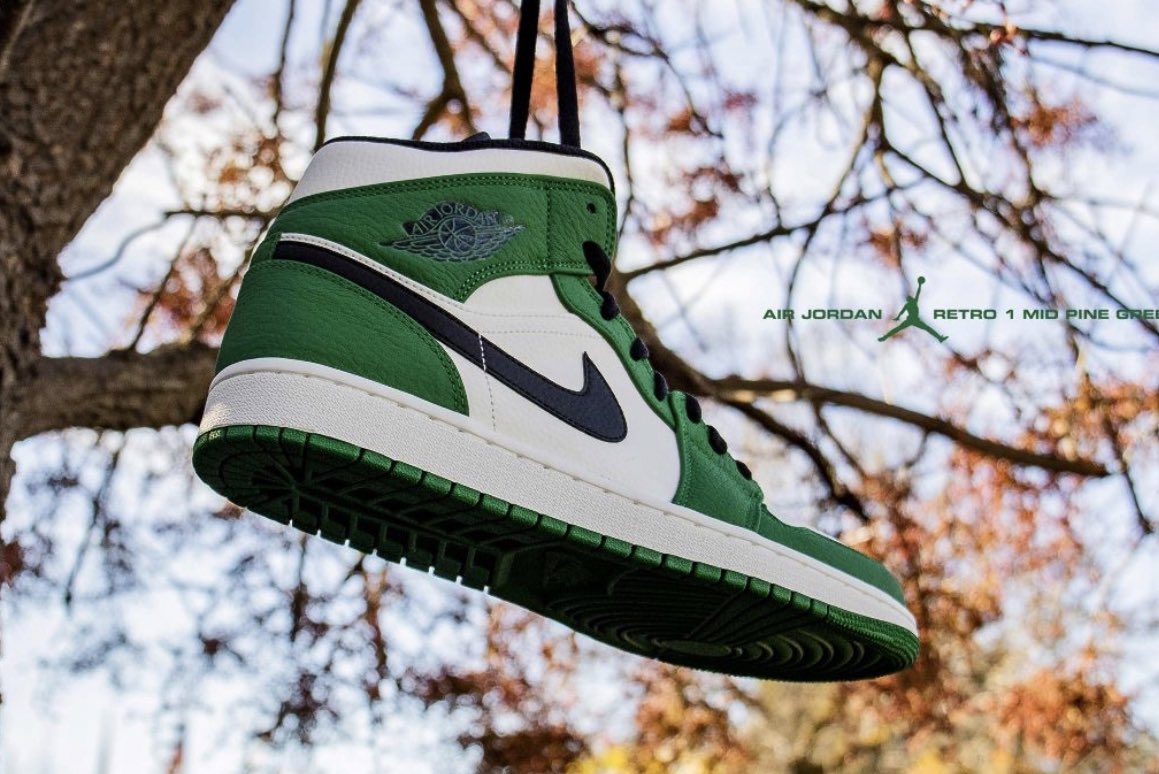 jordan 1 mid pine green grade school