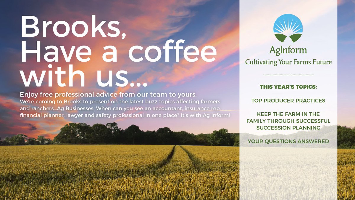 AgInformMH's tweet image. Our #Brooks event is less than a month away. Start your new year with quality information from top Agri-business pros!