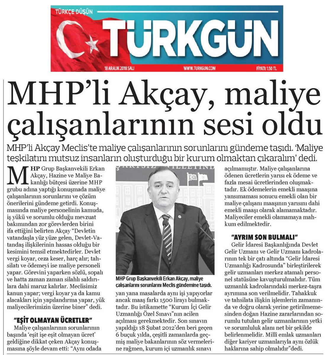 erkanakcay45's tweet photo. MHP'li Akçay maliye çalışanlarının sesi oldu (19.12.2018- @TurkgunGazetesi ) https://t.co/HDnlVm5DeP