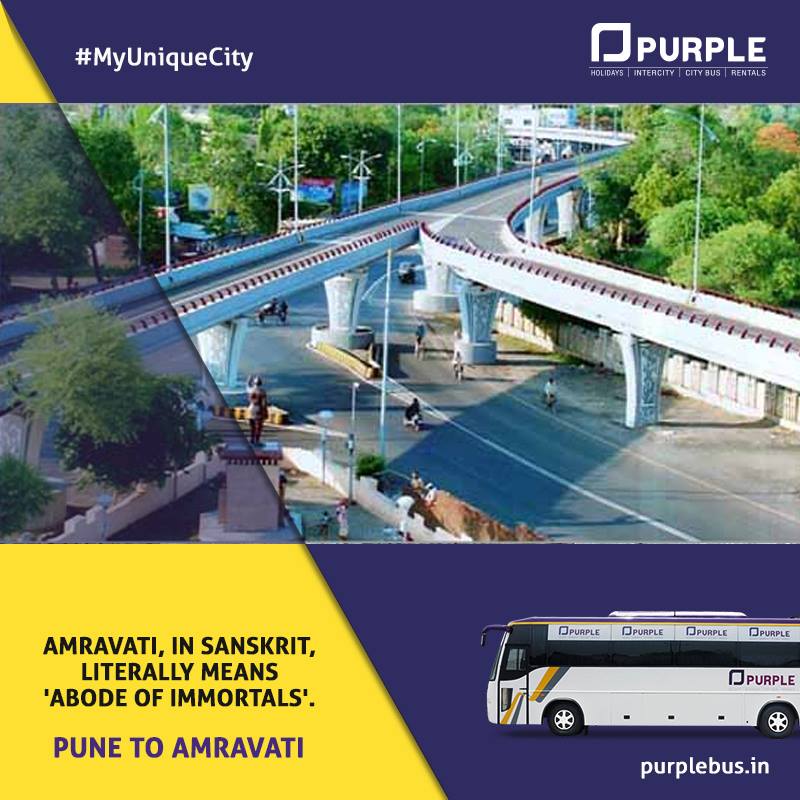 Plan your journey to cultural capital of Vidharbha with Purple. 
Book your tickets now: bit.ly/2LpEgL7
#PrasannaPurple #PurpleBus #PuneToAmravati