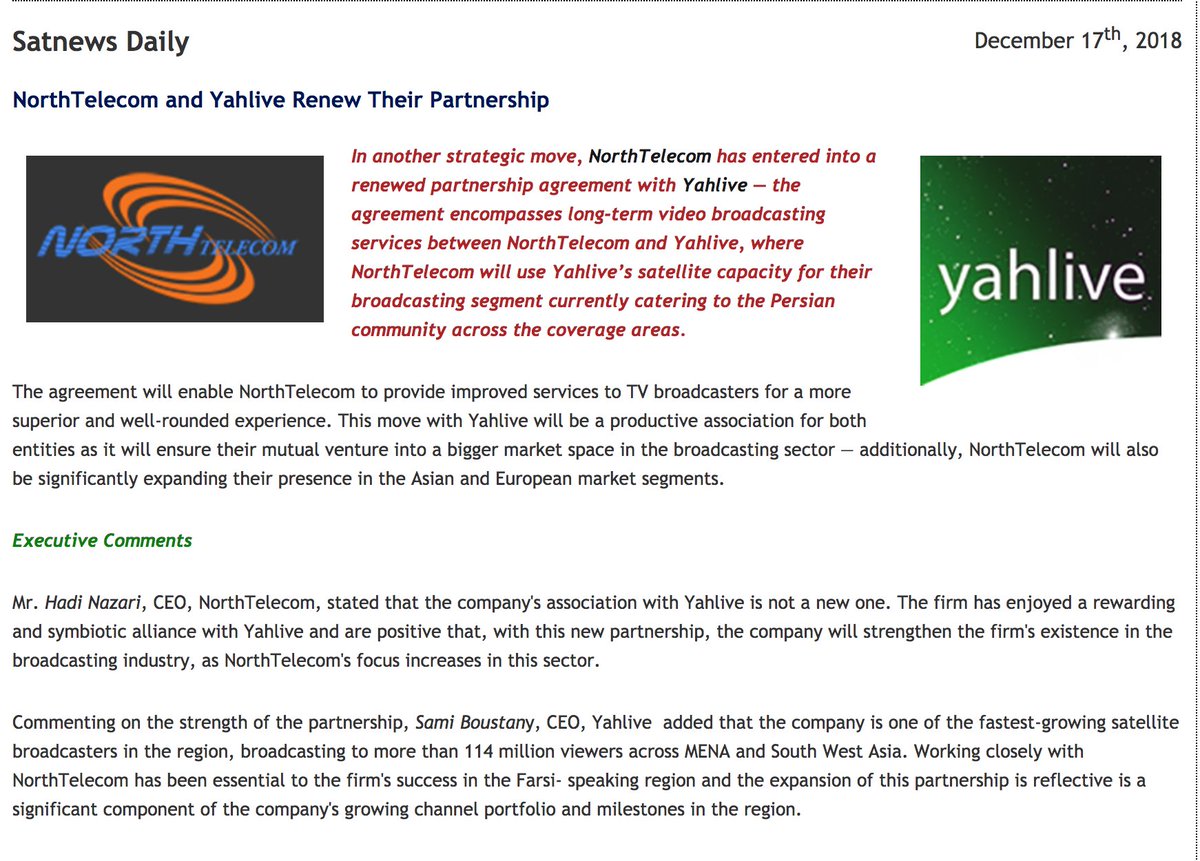 northtelecom's tweet photo. NorthTelecom and Yahlive renew their partnership agreement. 
Read more at : https://t.co/9GT4GUG5Cj … @SatNewsMedia @northtelecom @Yahlive #broadcasting #satellitesolution https://t.co/6iGW1OshQw